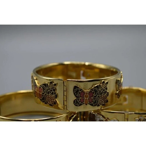 Butterfly Enamel Hinge Bracelet Set  of 3 - Picture 3 of 10